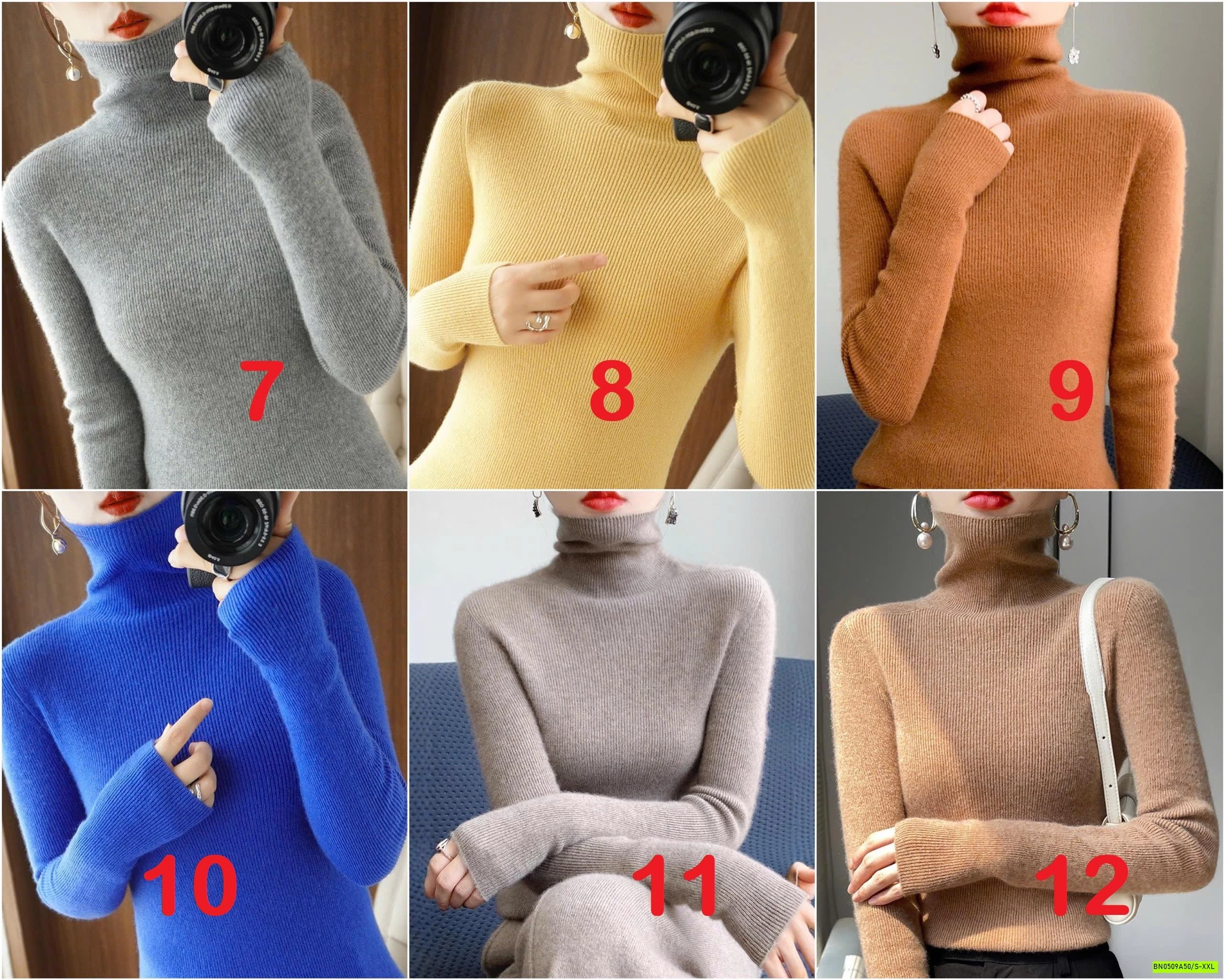 ÁO LEN LÔNG CỪU CASHME CỔ LỌ TRƠN MÀU