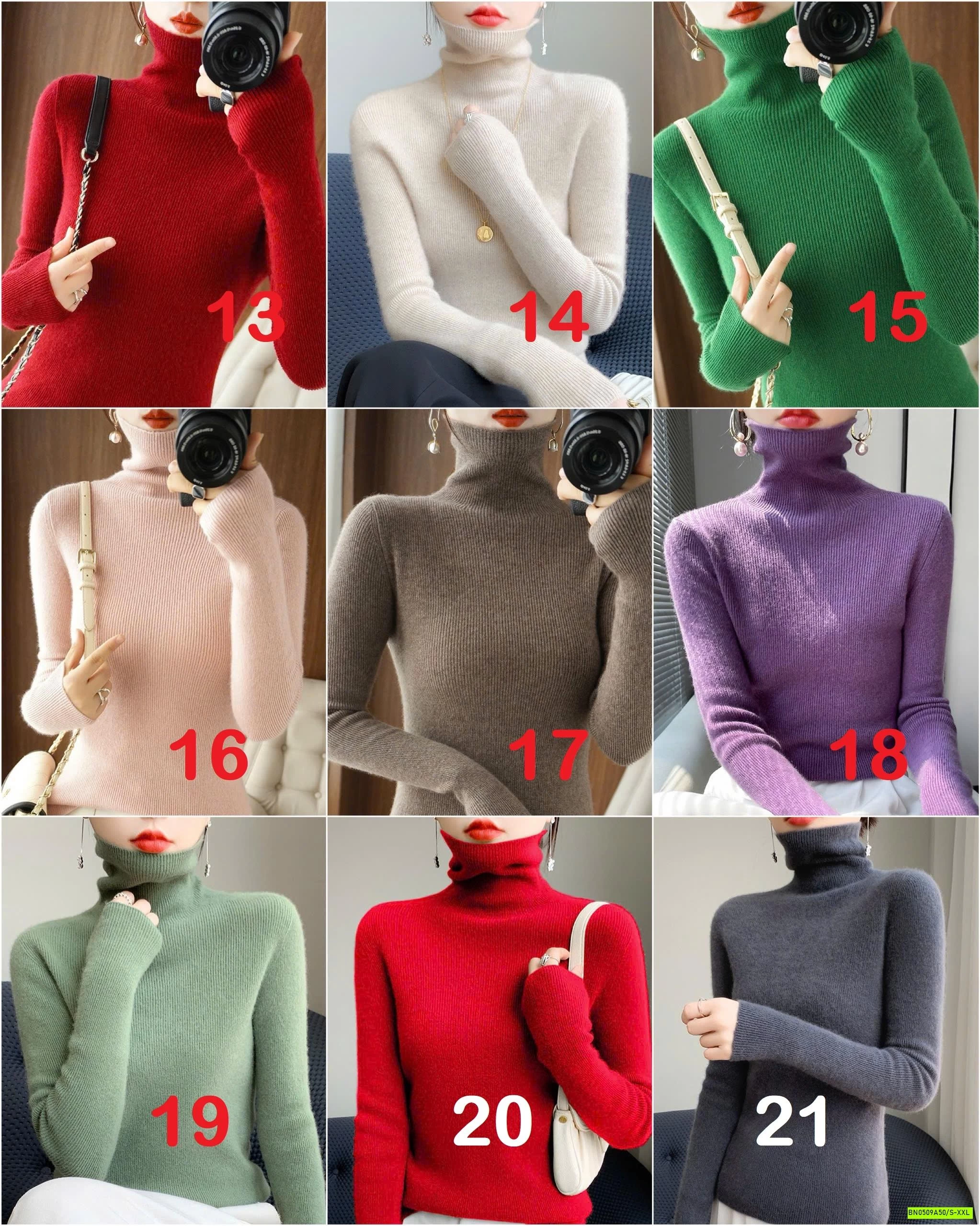 ÁO LEN LÔNG CỪU CASHME CỔ LỌ TRƠN MÀU