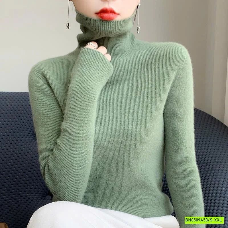 ÁO LEN LÔNG CỪU CASHME CỔ LỌ TRƠN MÀU