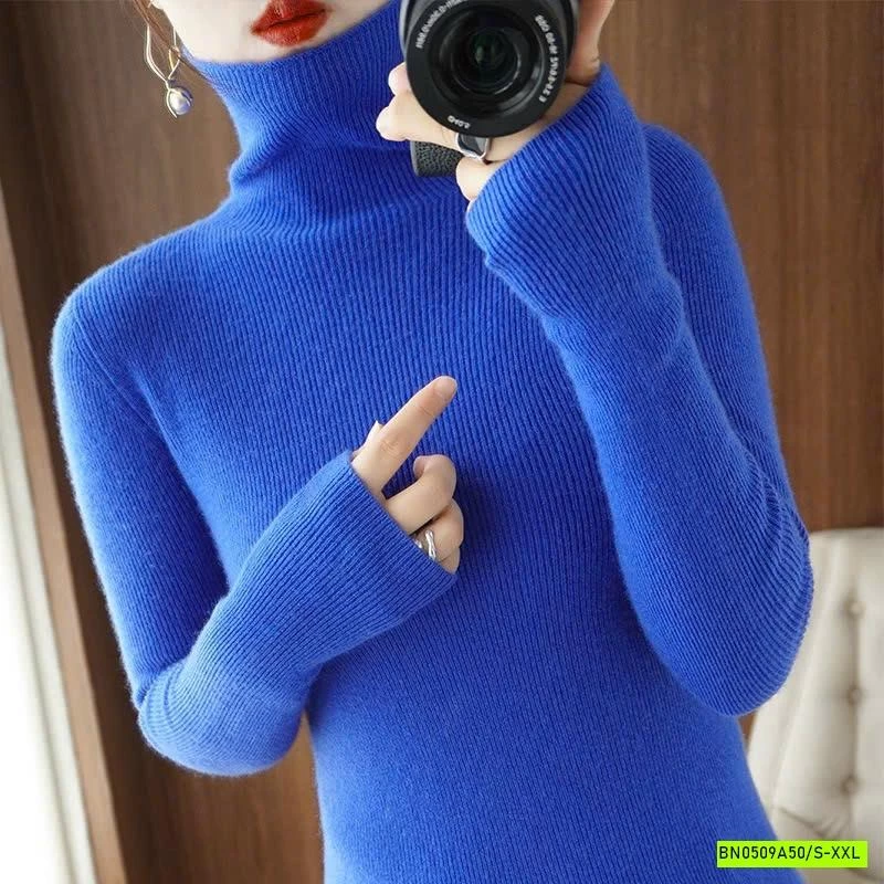 ÁO LEN LÔNG CỪU CASHME CỔ LỌ TRƠN MÀU