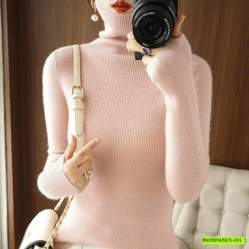 ÁO LEN LÔNG CỪU CASHME CỔ LỌ TRƠN MÀU