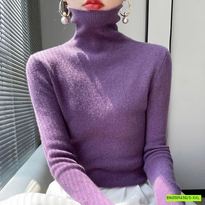 ÁO LEN LÔNG CỪU CASHME CỔ LỌ TRƠN MÀU