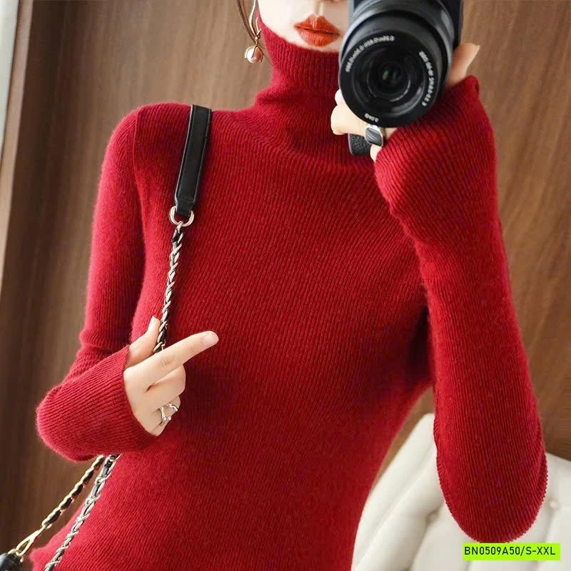 ÁO LEN LÔNG CỪU CASHME CỔ LỌ TRƠN MÀU