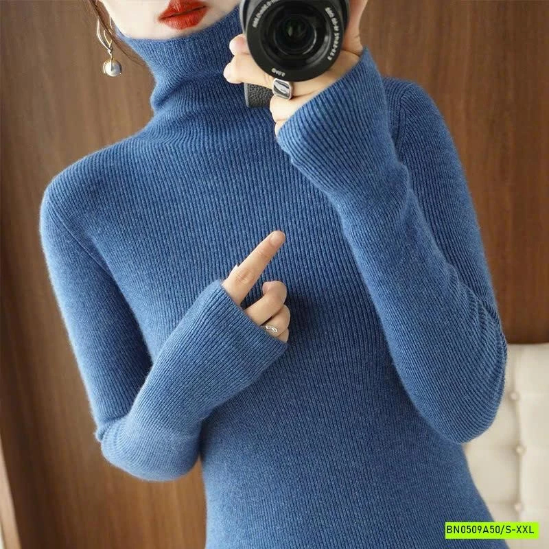 ÁO LEN LÔNG CỪU CASHME CỔ LỌ TRƠN MÀU