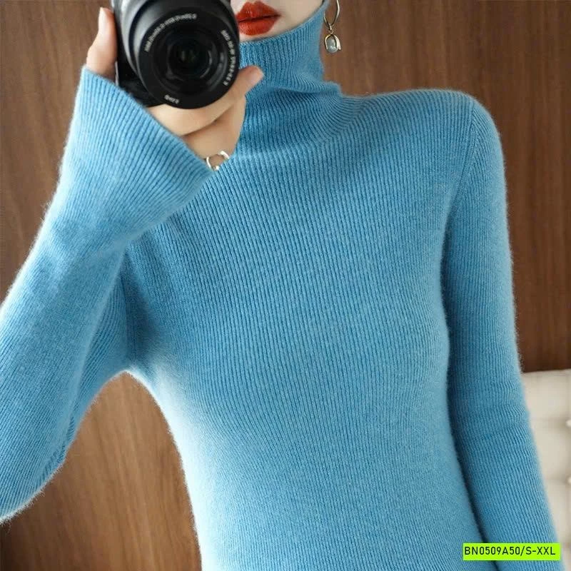 ÁO LEN LÔNG CỪU CASHME CỔ LỌ TRƠN MÀU