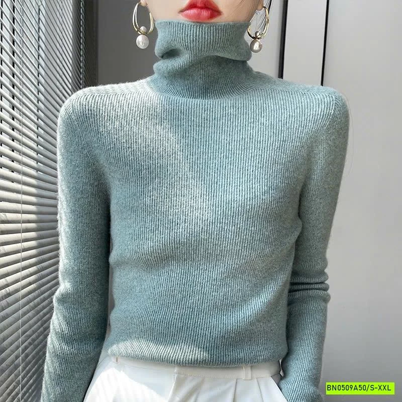 ÁO LEN LÔNG CỪU CASHME CỔ LỌ TRƠN MÀU