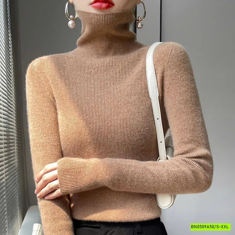 ÁO LEN LÔNG CỪU CASHME CỔ LỌ TRƠN MÀU