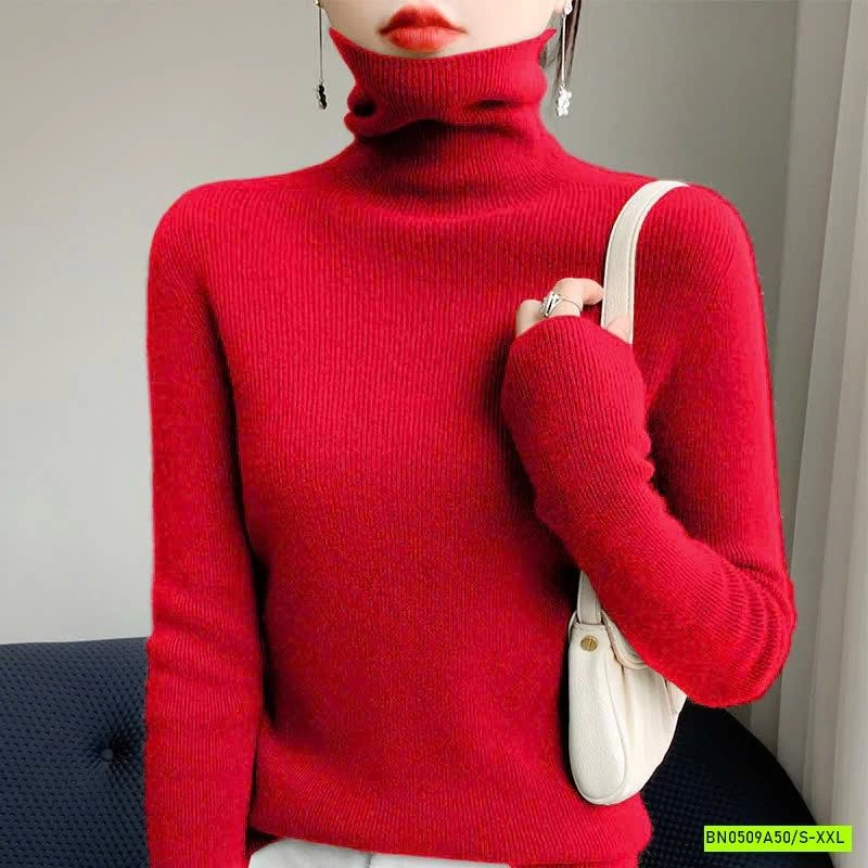 ÁO LEN LÔNG CỪU CASHME CỔ LỌ TRƠN MÀU