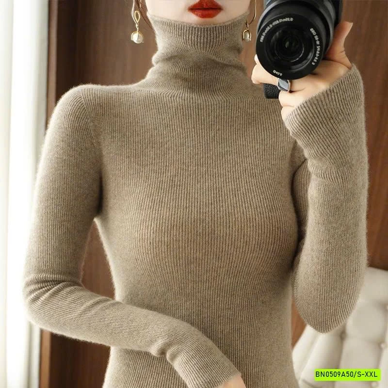 ÁO LEN LÔNG CỪU CASHME CỔ LỌ TRƠN MÀU