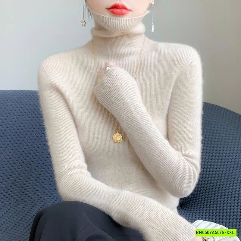 ÁO LEN LÔNG CỪU CASHME CỔ LỌ TRƠN MÀU