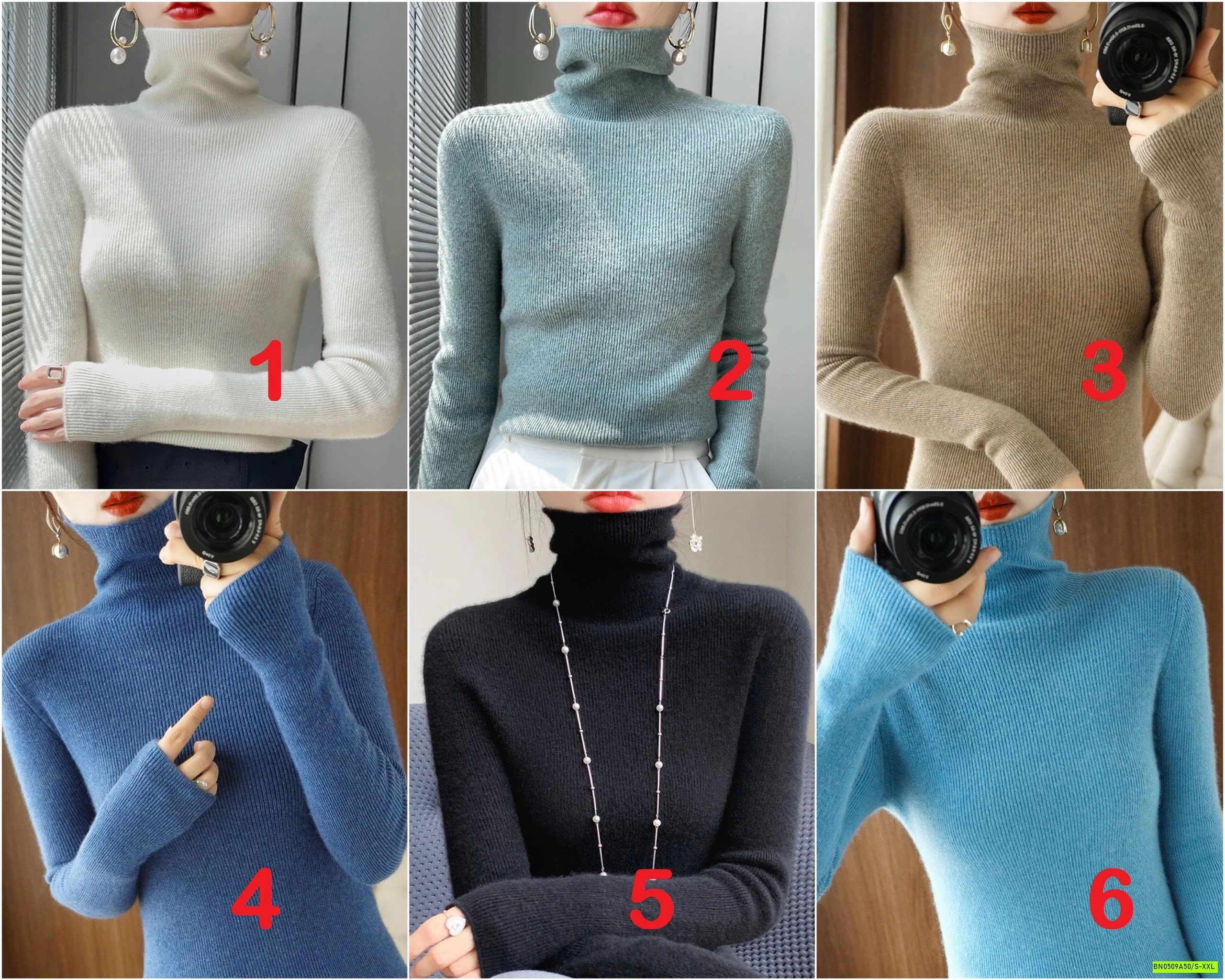 ÁO LEN LÔNG CỪU CASHME CỔ LỌ TRƠN MÀU