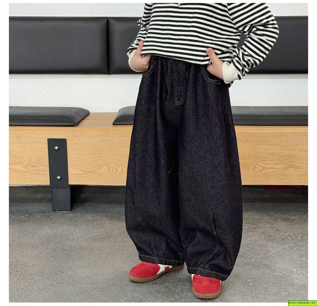 QUẦN DENIM ĐEN CHỈ NỔI  AOAOKIDS
