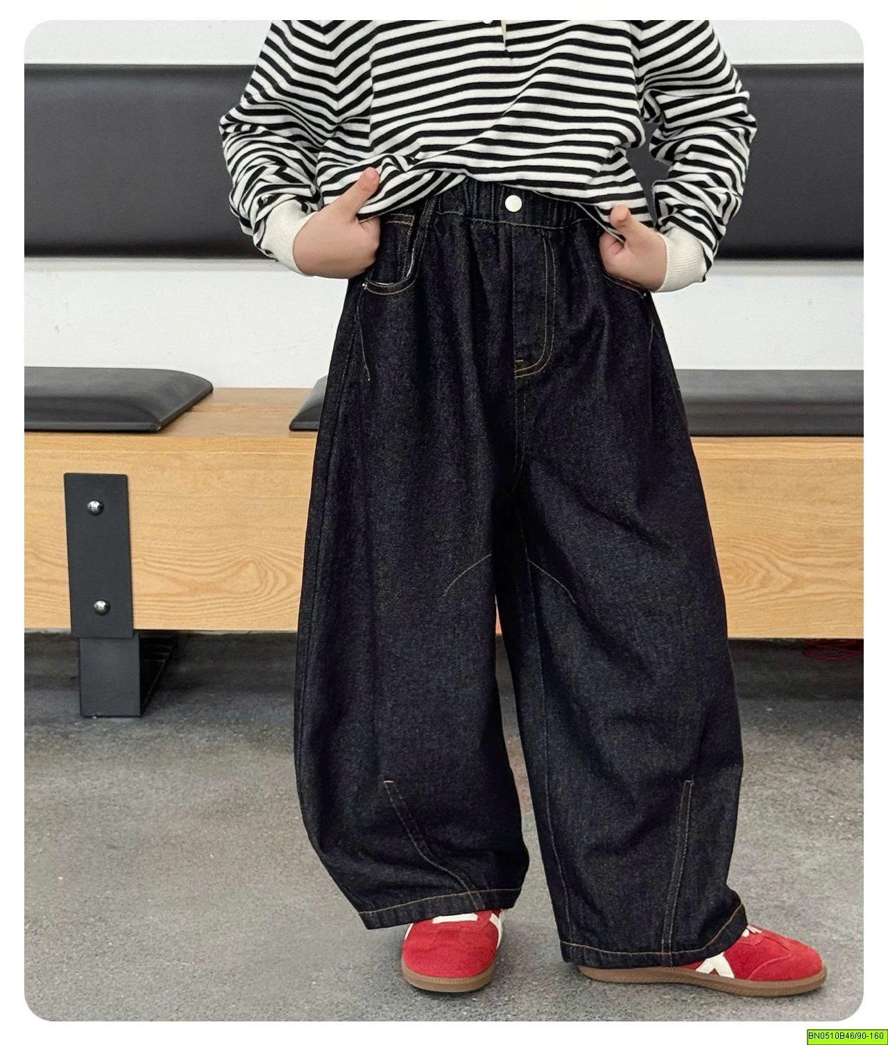 QUẦN DENIM ĐEN CHỈ NỔI  AOAOKIDS
