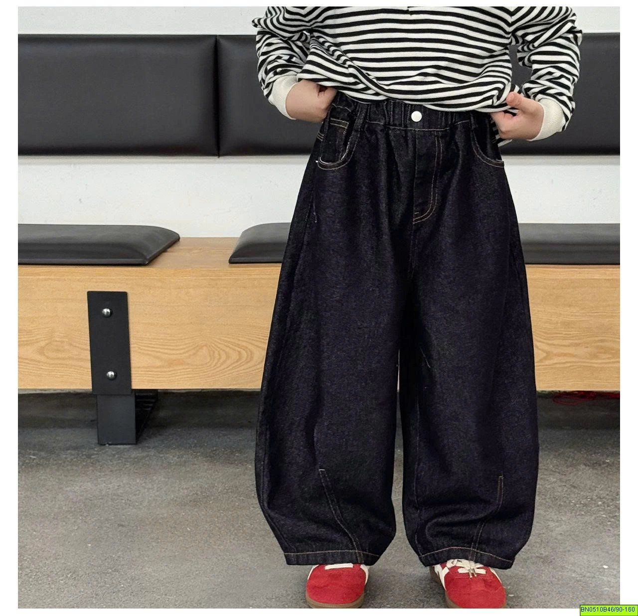 QUẦN DENIM ĐEN CHỈ NỔI  AOAOKIDS