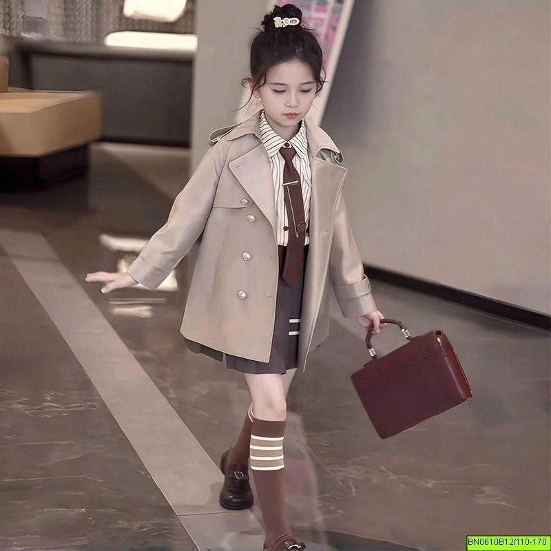SÉT ÁO SƠ MI SỌC MIX CHÂN VÁY XẾP LY KẺ NGANG