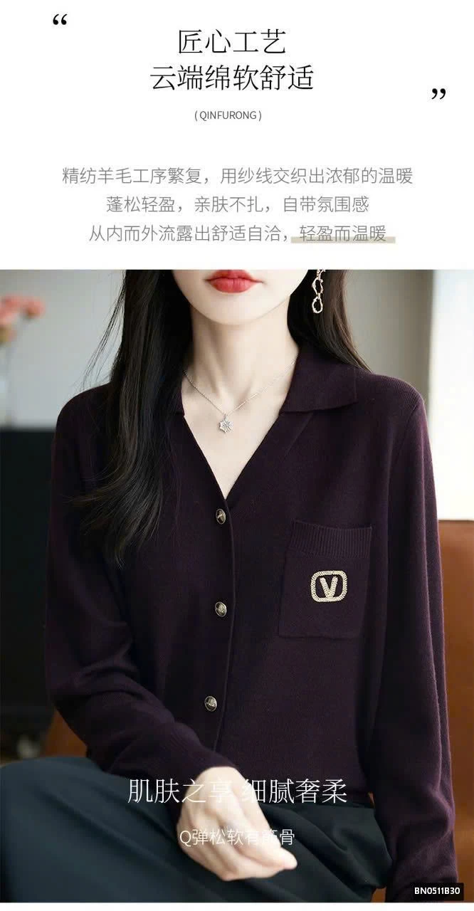 Á0 LEN CARDIGAN  TÚI NGỰC