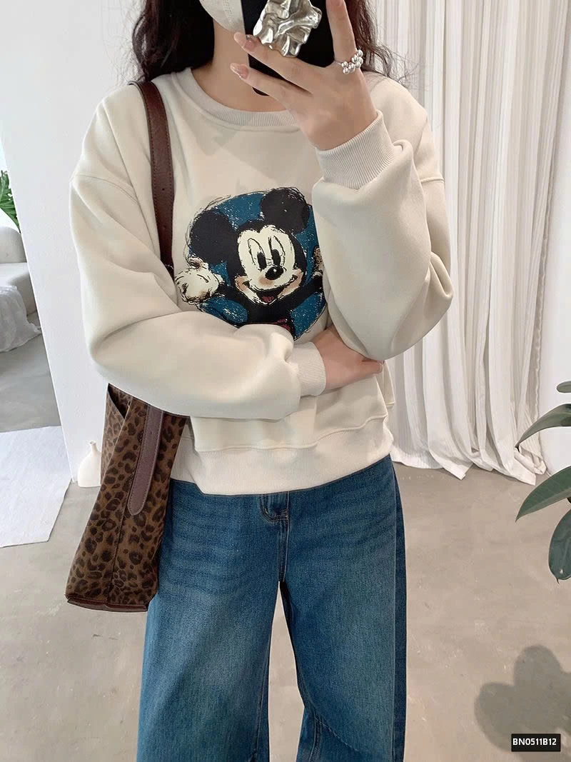 ÁO NỈ MICKEY LÓT LÔNG CỪU
