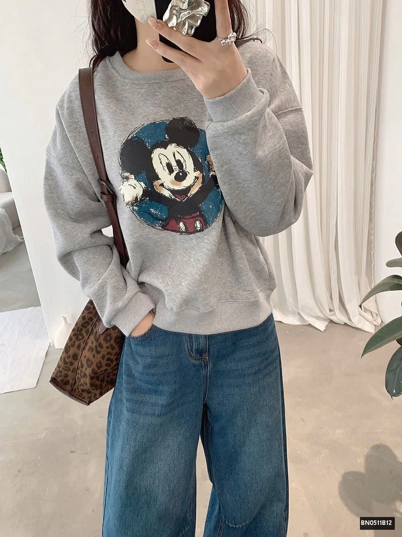 ÁO NỈ MICKEY LÓT LÔNG CỪU