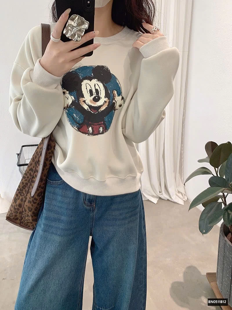 ÁO NỈ MICKEY LÓT LÔNG CỪU