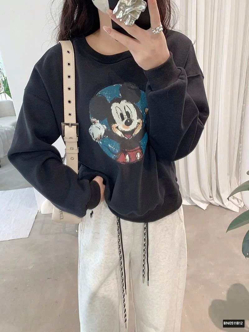 ÁO NỈ MICKEY LÓT LÔNG CỪU