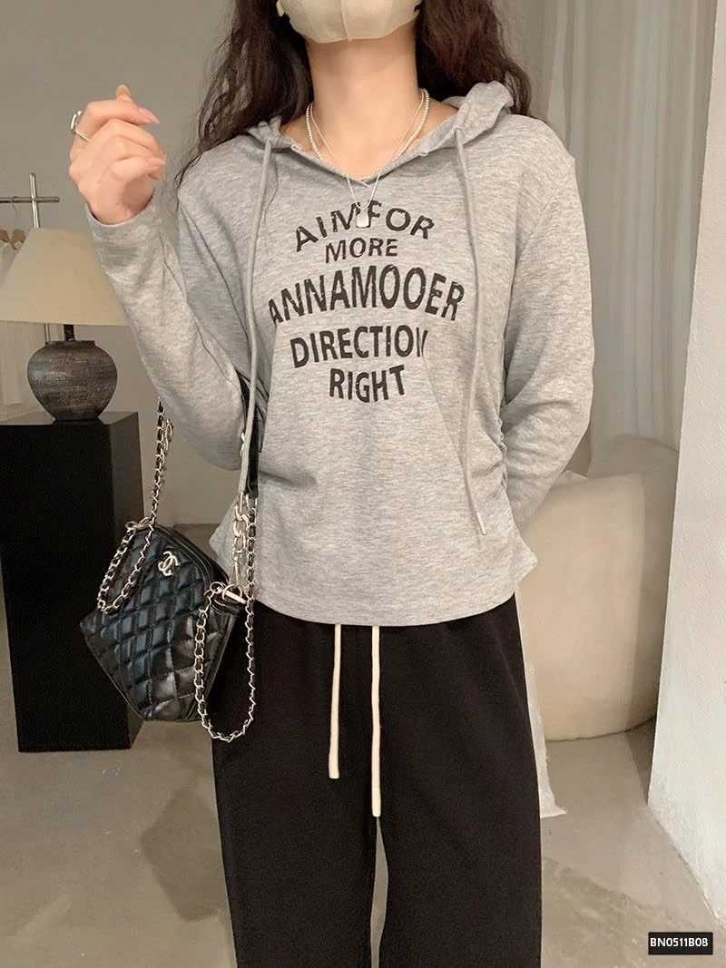 ÁO THU ĐÔNG MỎNG IN CHỮ LIỀN MŨ