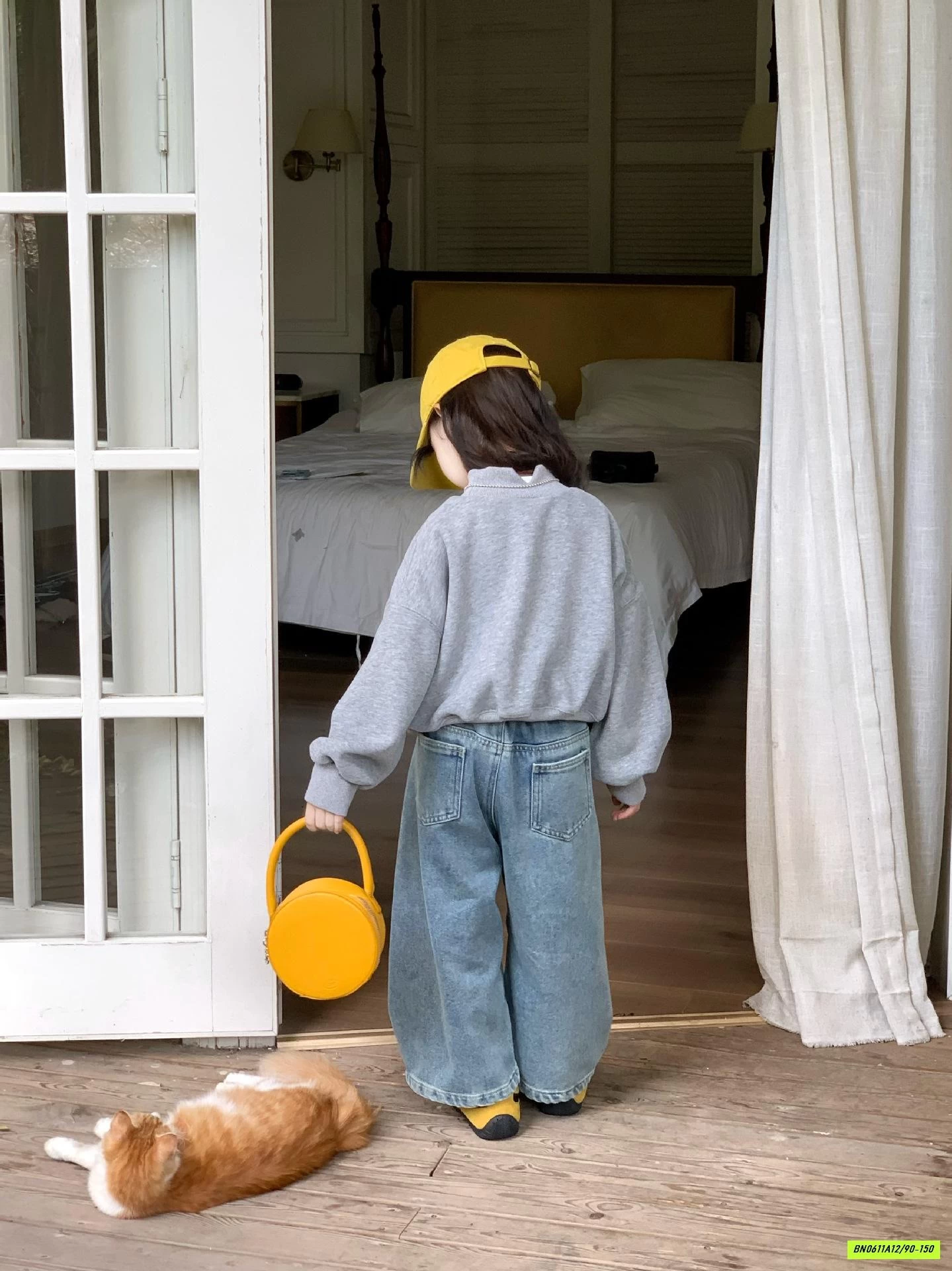 ÁO NỈ XÁM MIX JEANS BAGGY