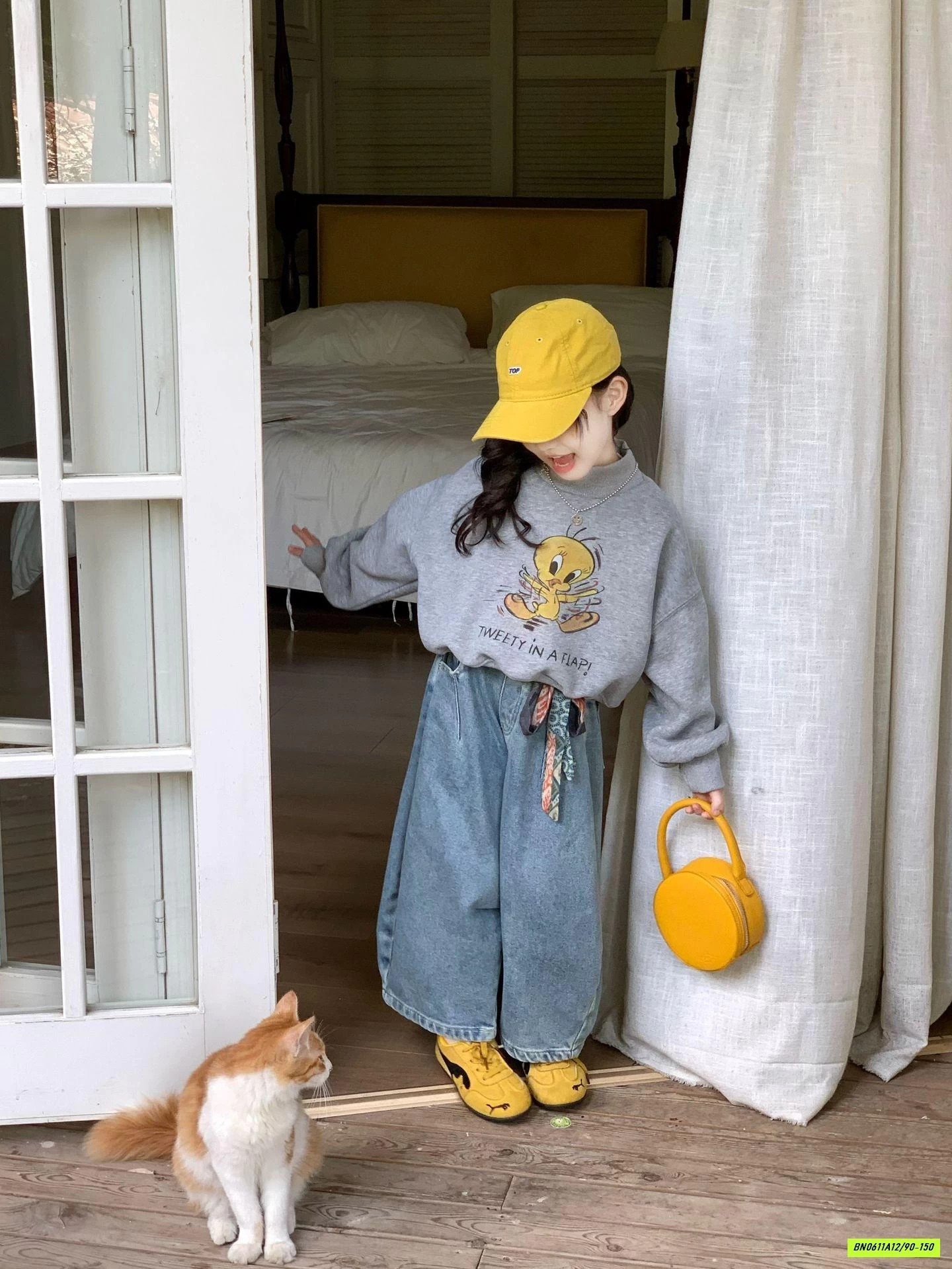 ÁO NỈ XÁM MIX JEANS BAGGY