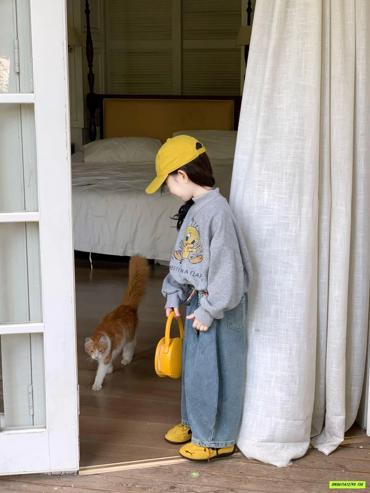 ÁO NỈ XÁM MIX JEANS BAGGY