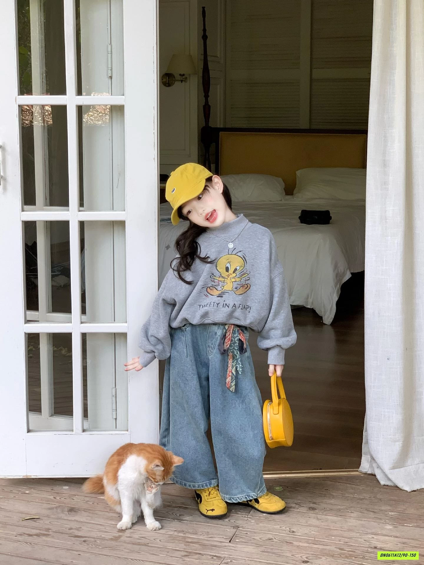 ÁO NỈ XÁM MIX JEANS BAGGY