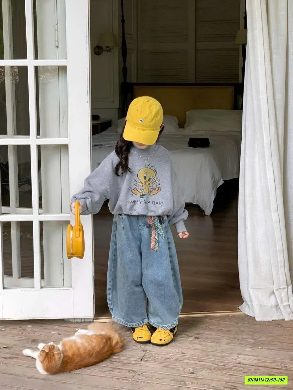 ÁO NỈ XÁM MIX JEANS BAGGY