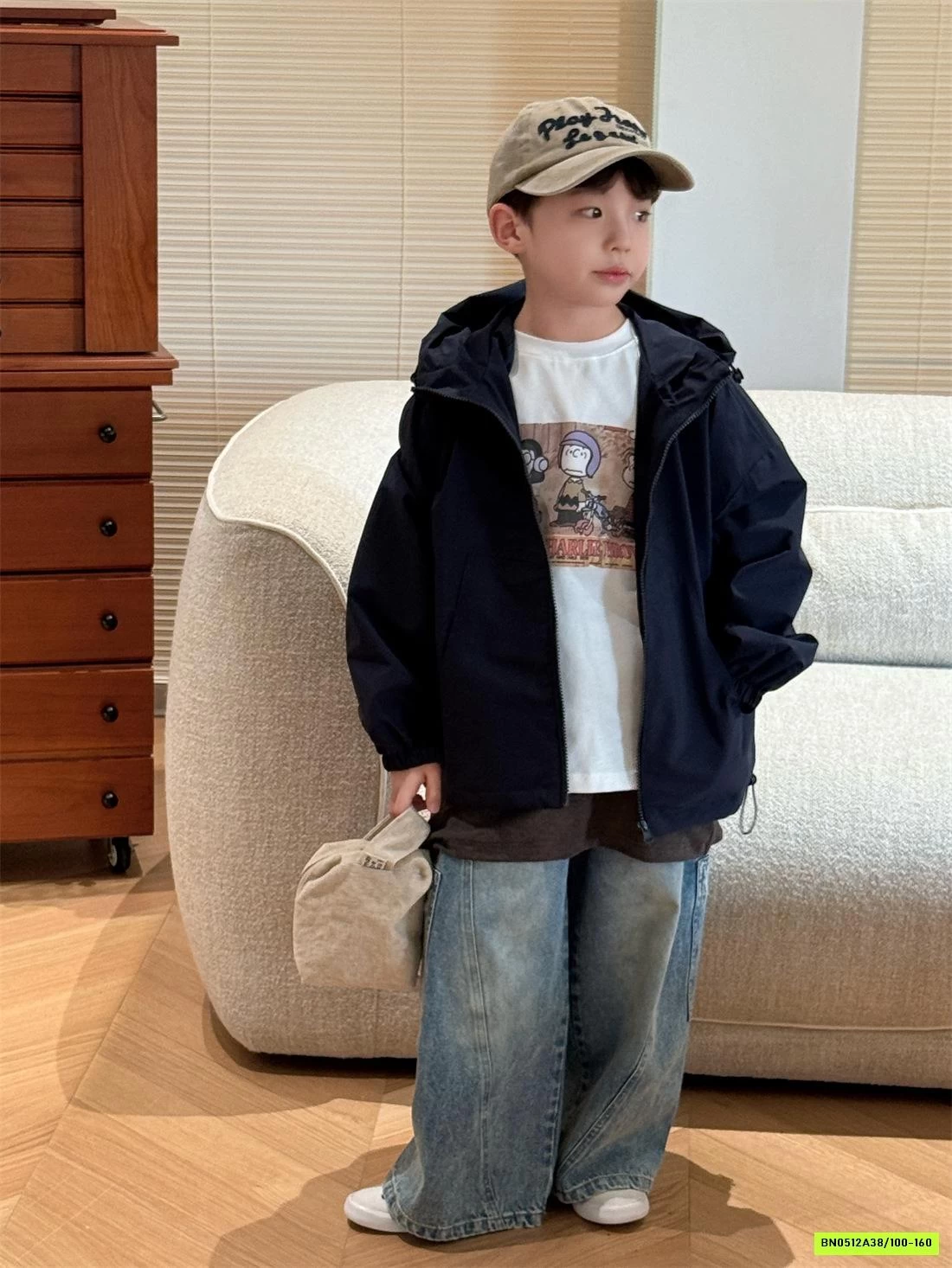 JEANS SUÔNG GÂN CHÉO TÚI ÉP