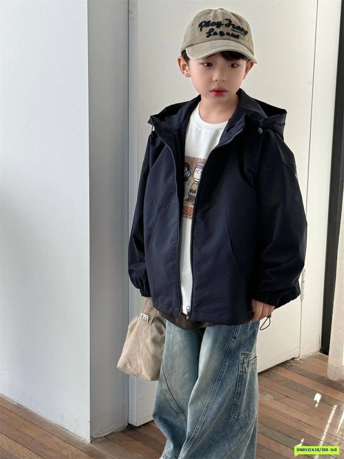 JEANS SUÔNG GÂN CHÉO TÚI ÉP