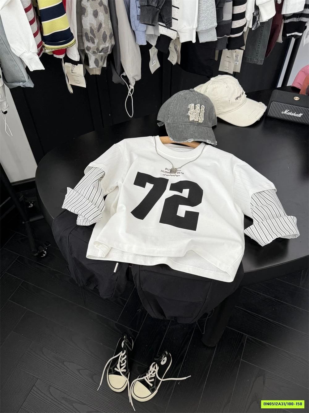 ÁO THUN SỐ 72 PHỐI TAY SƠ MI