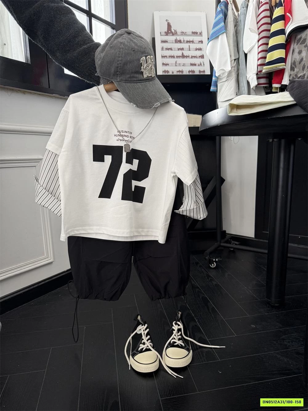 ÁO THUN SỐ 72 PHỐI TAY SƠ MI