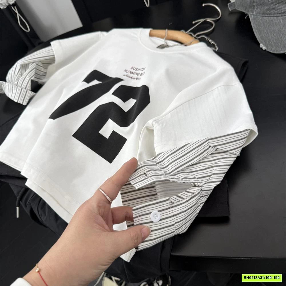 ÁO THUN SỐ 72 PHỐI TAY SƠ MI