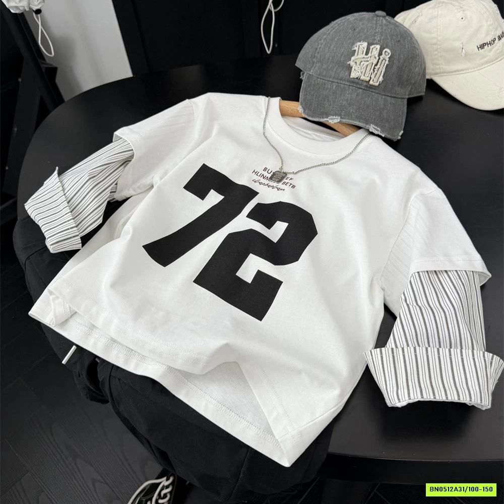 ÁO THUN SỐ 72 PHỐI TAY SƠ MI