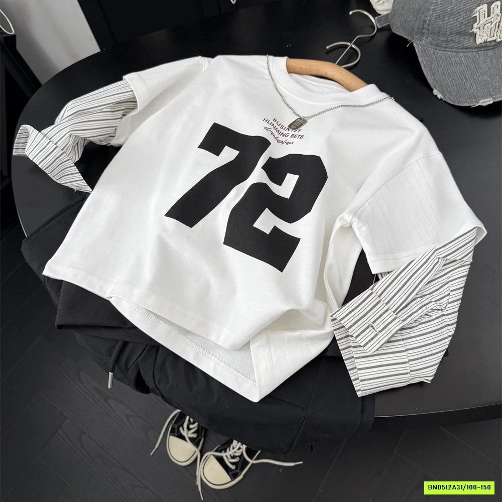 ÁO THUN SỐ 72 PHỐI TAY SƠ MI