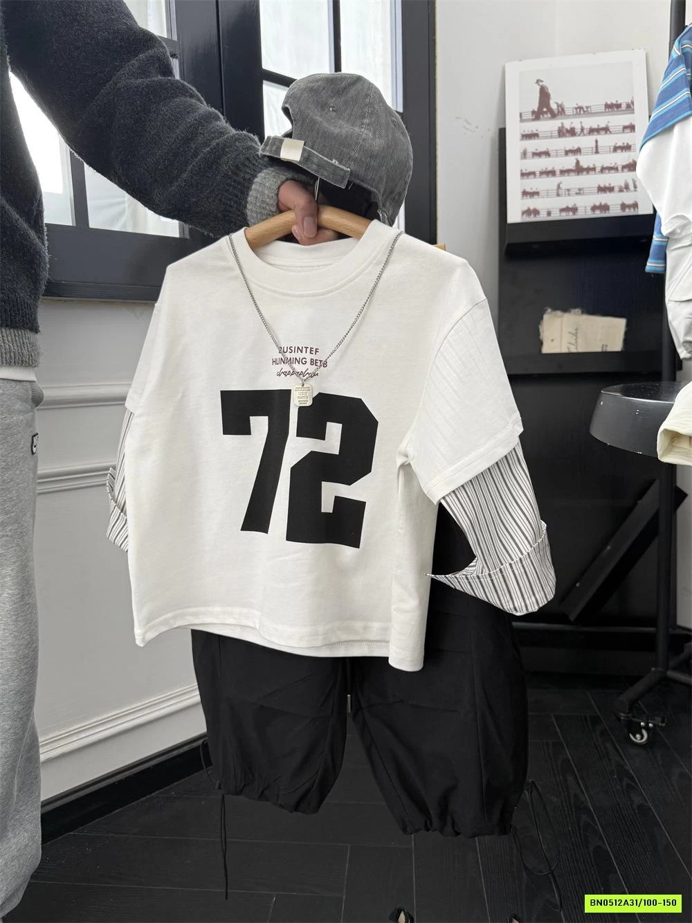 ÁO THUN SỐ 72 PHỐI TAY SƠ MI