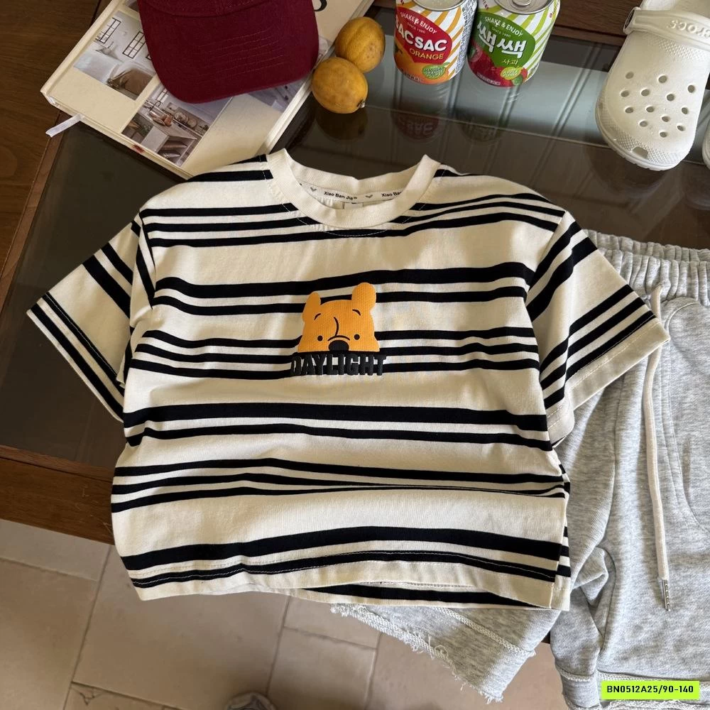 ÁO THUN KẺ IN GẤU POOH