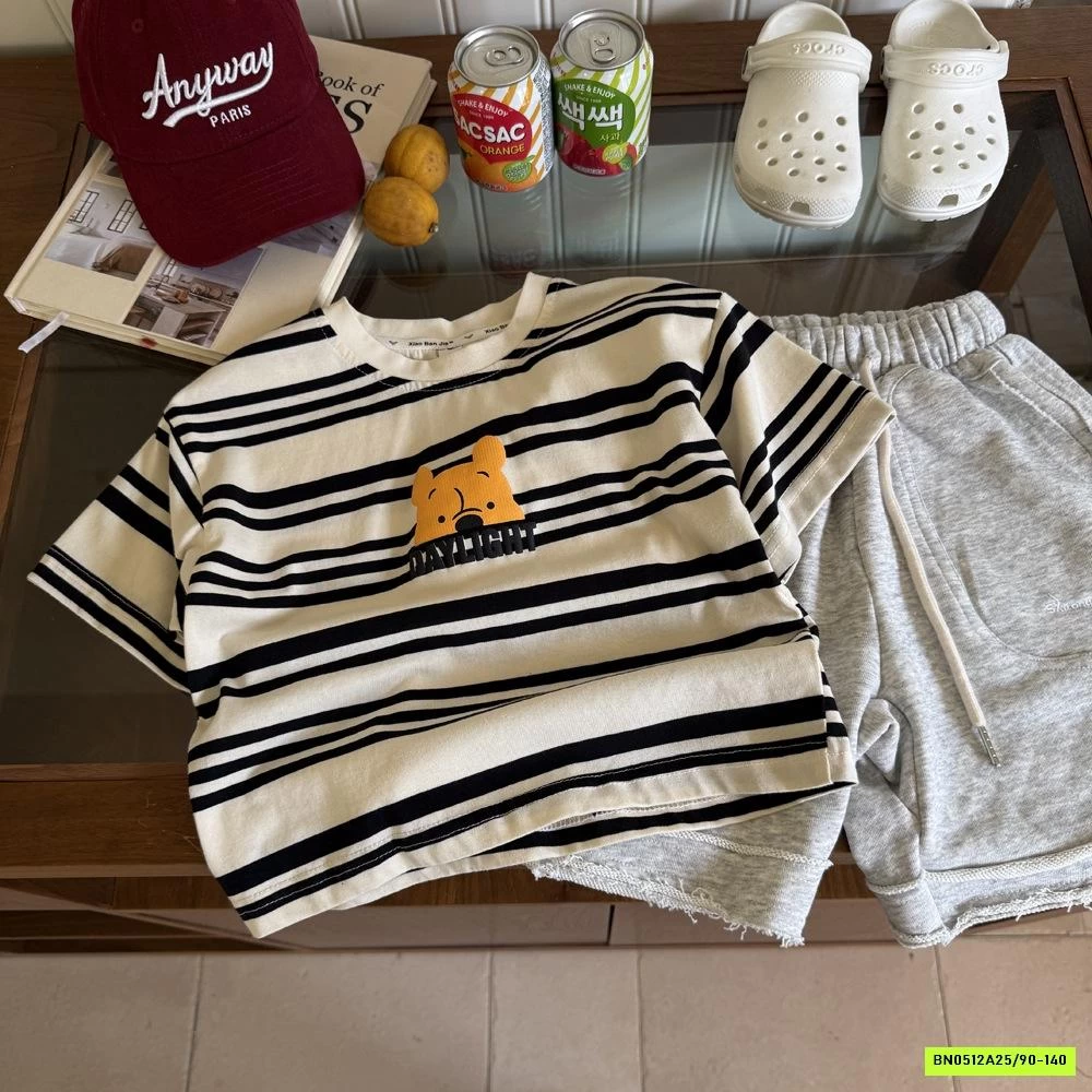 ÁO THUN KẺ IN GẤU POOH