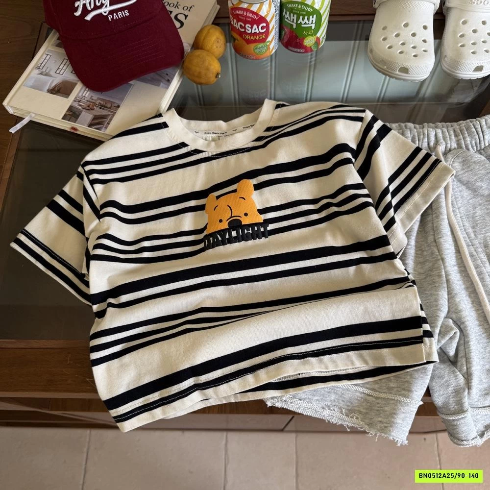 ÁO THUN KẺ IN GẤU POOH