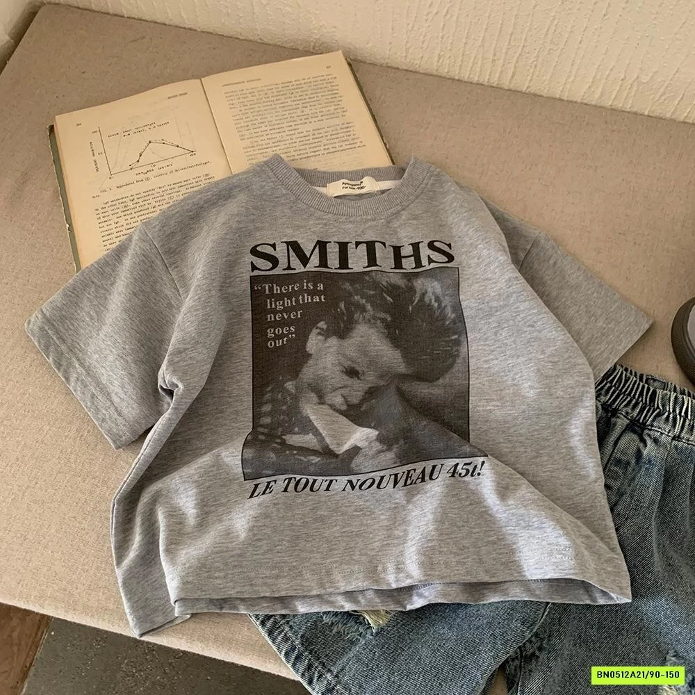 ÁO THUN XÁM IN HÌNH BÉ TRAI