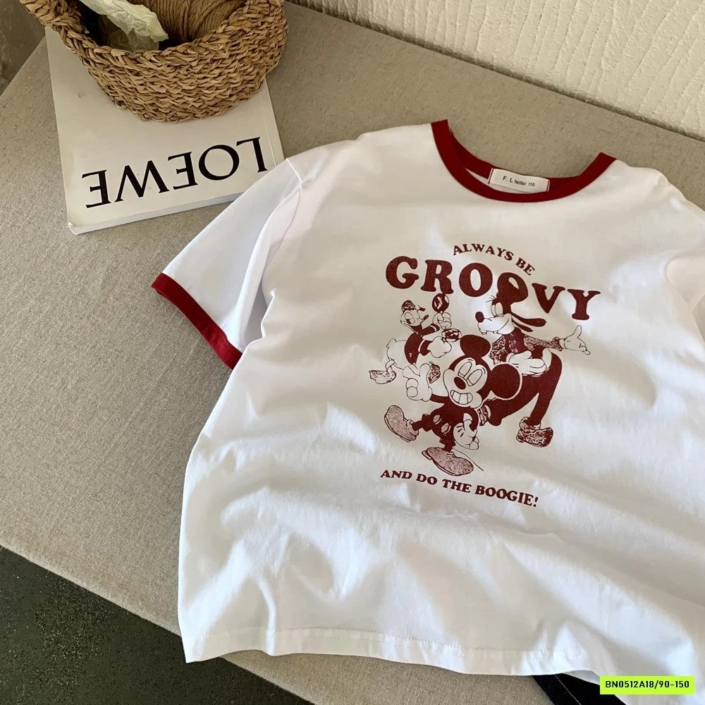 ÁO THUN TRẮNG IN MICKEY ĐỎ