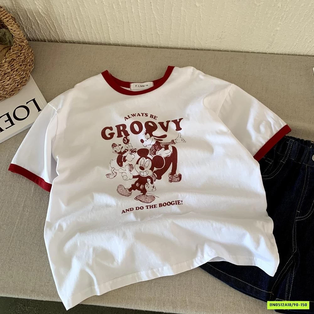 ÁO THUN TRẮNG IN MICKEY ĐỎ