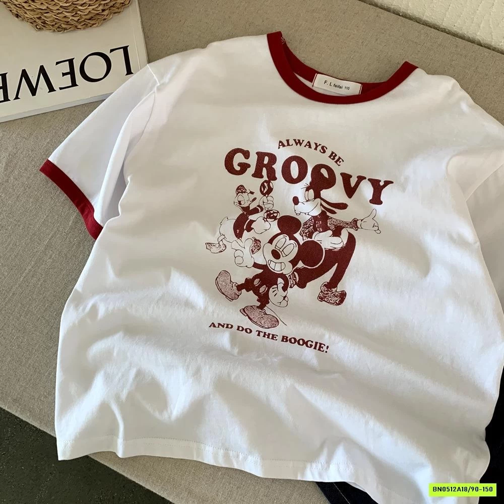 ÁO THUN TRẮNG IN MICKEY ĐỎ