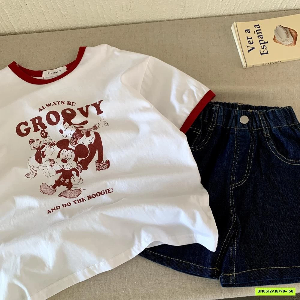 ÁO THUN TRẮNG IN MICKEY ĐỎ