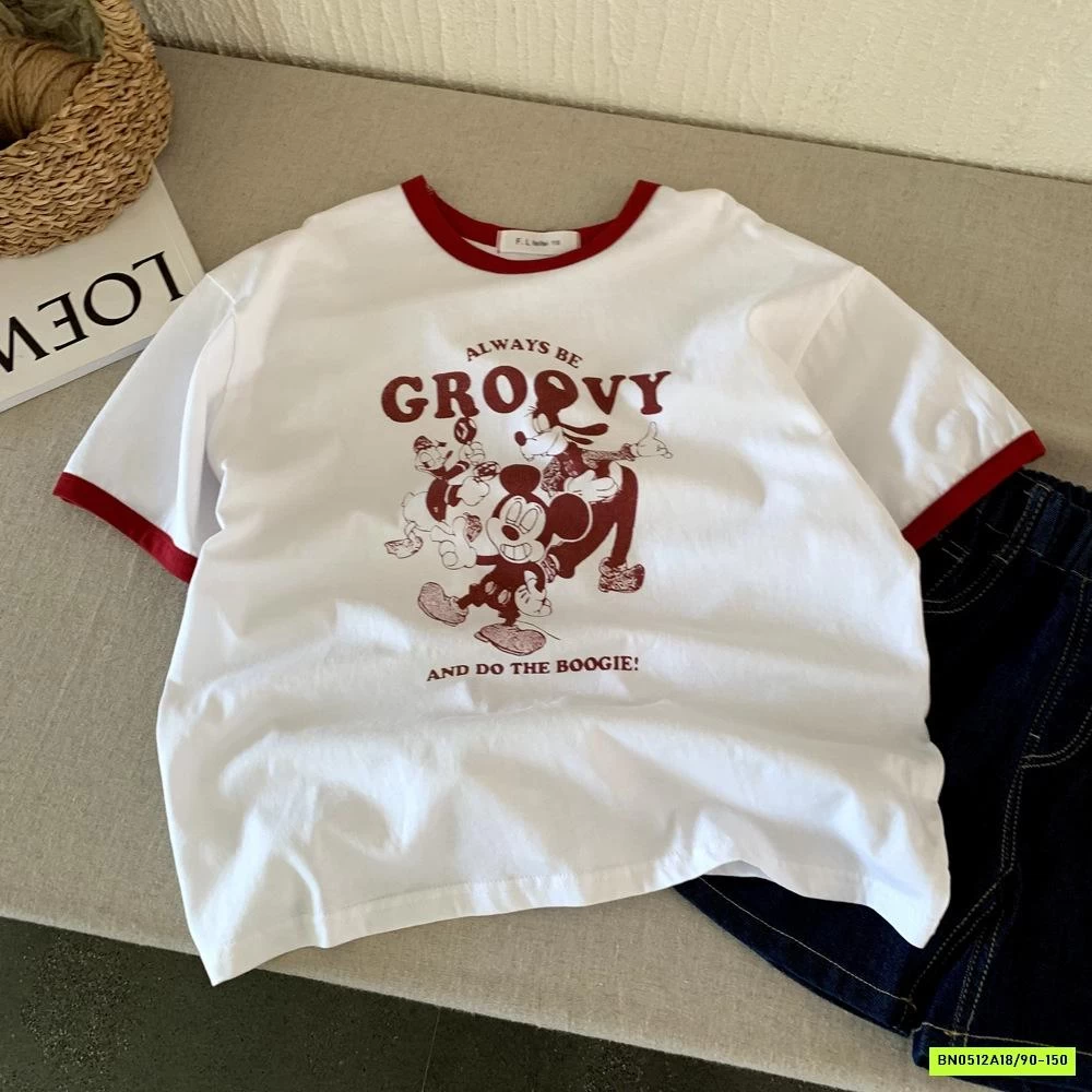 ÁO THUN TRẮNG IN MICKEY ĐỎ
