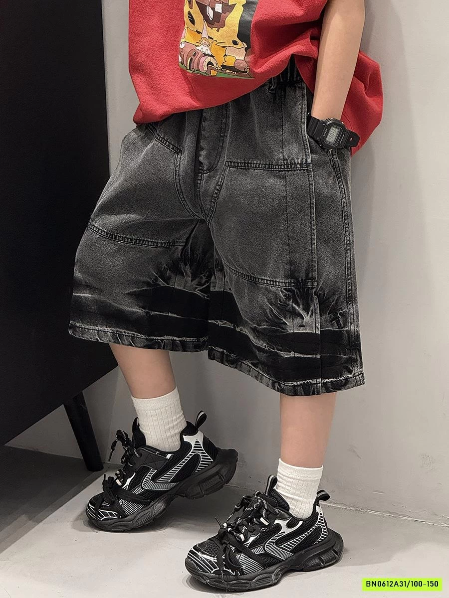 SHORT JEANS ĐEN LOANG BẠC MÀU