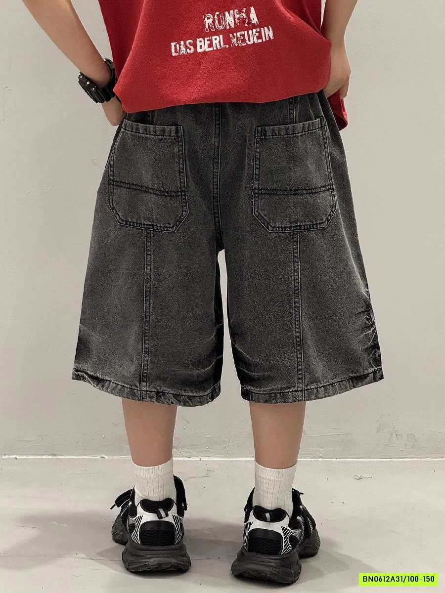 SHORT JEANS ĐEN LOANG BẠC MÀU