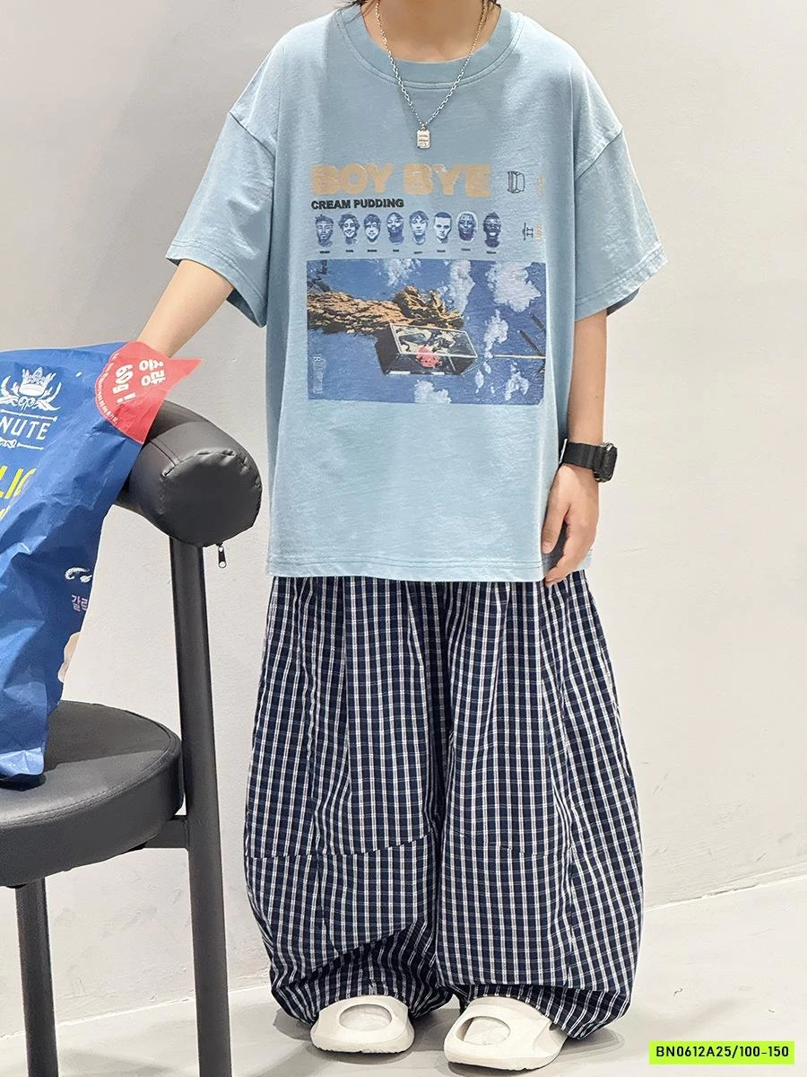 ÁO THUN XANH IN HÌNH